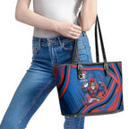 Newcastle Knights Rugby Mascot Leather Tote Bag Fierce Athlete Graphic in Sports Style