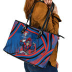 Newcastle Knights Rugby Mascot Leather Tote Bag Fierce Athlete Graphic in Sports Style