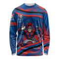 Newcastle Knights Rugby Mascot Long Sleeve Shirt Fierce Athlete Graphic in Sports Style