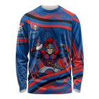 Newcastle Knights Rugby Mascot Long Sleeve Shirt Fierce Athlete Graphic in Sports Style