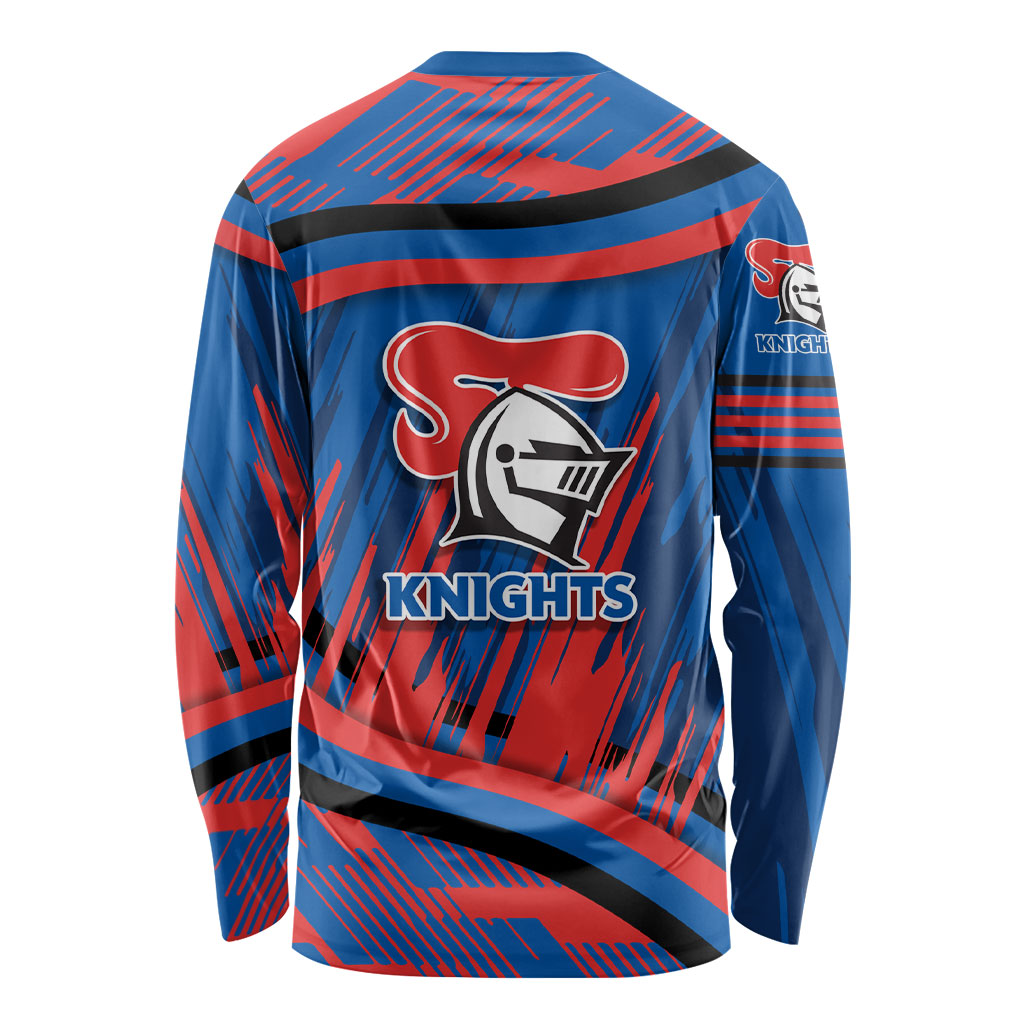 Newcastle Knights Rugby Mascot Long Sleeve Shirt Fierce Athlete Graphic in Sports Style