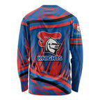 Newcastle Knights Rugby Mascot Long Sleeve Shirt Fierce Athlete Graphic in Sports Style