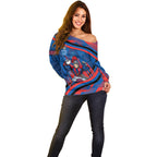 Newcastle Knights Rugby Mascot Off Shoulder Sweater Fierce Athlete Graphic in Sports Style