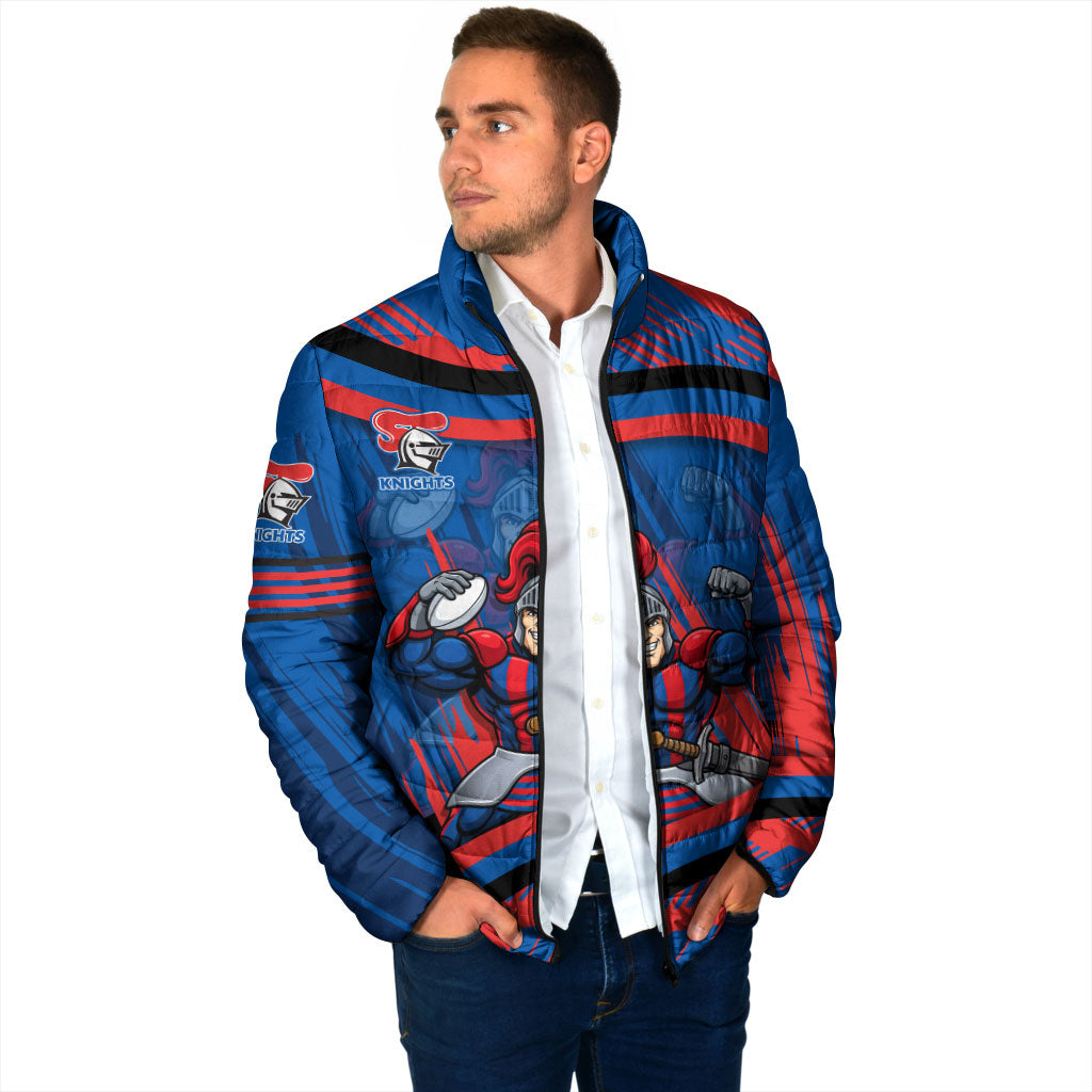 Newcastle Knights Rugby Mascot Padded Jacket Fierce Athlete Graphic in Sports Style
