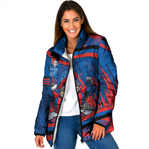 Newcastle Knights Rugby Mascot Padded Jacket Fierce Athlete Graphic in Sports Style