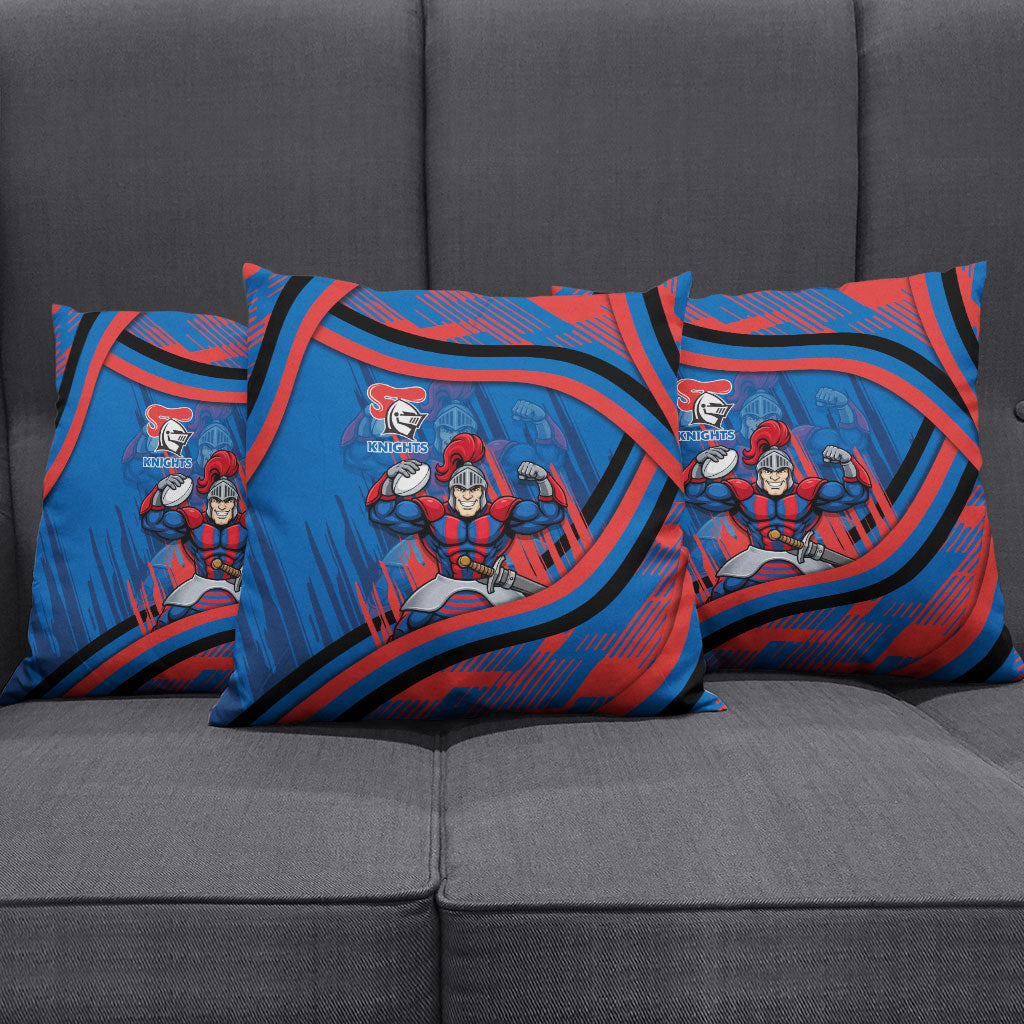 Newcastle Knights Rugby Mascot Pillow Cover Fierce Athlete Graphic in Sports Style