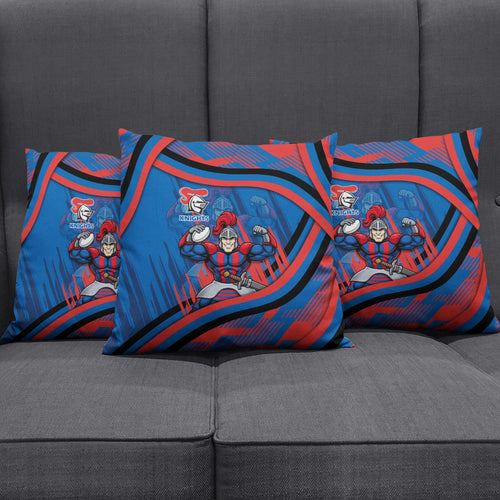 Newcastle Knights Rugby Mascot Pillow Cover Fierce Athlete Graphic in Sports Style