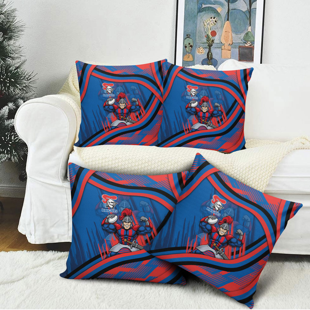 Newcastle Knights Rugby Mascot Pillow Cover Fierce Athlete Graphic in Sports Style