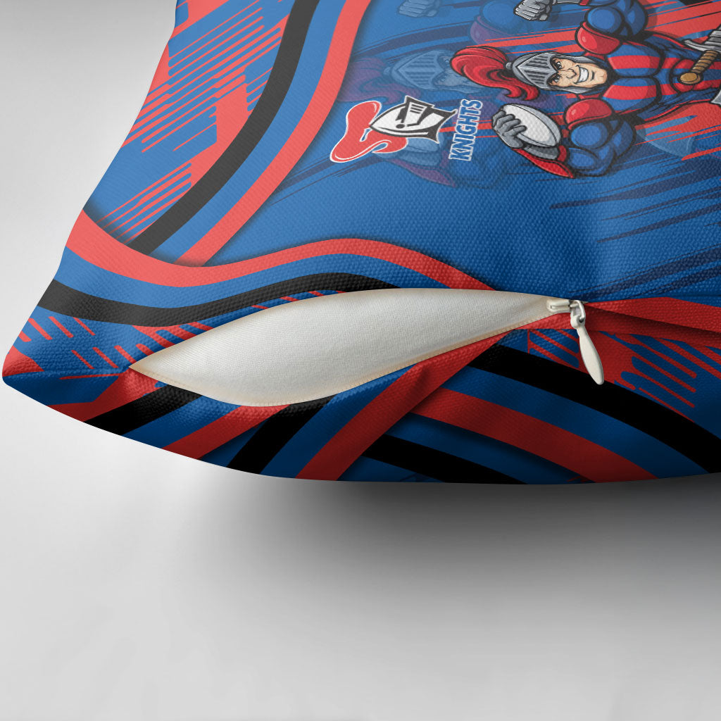 Newcastle Knights Rugby Mascot Pillow Cover Fierce Athlete Graphic in Sports Style
