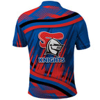 Newcastle Knights Rugby Mascot Polo Shirt Fierce Athlete Graphic in Sports Style