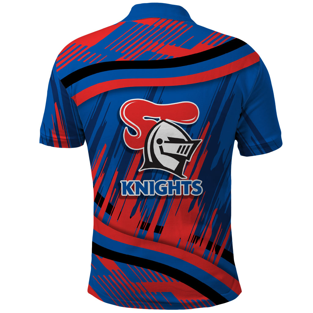 Newcastle Knights Rugby Mascot Polo Shirt Fierce Athlete Graphic in Sports Style