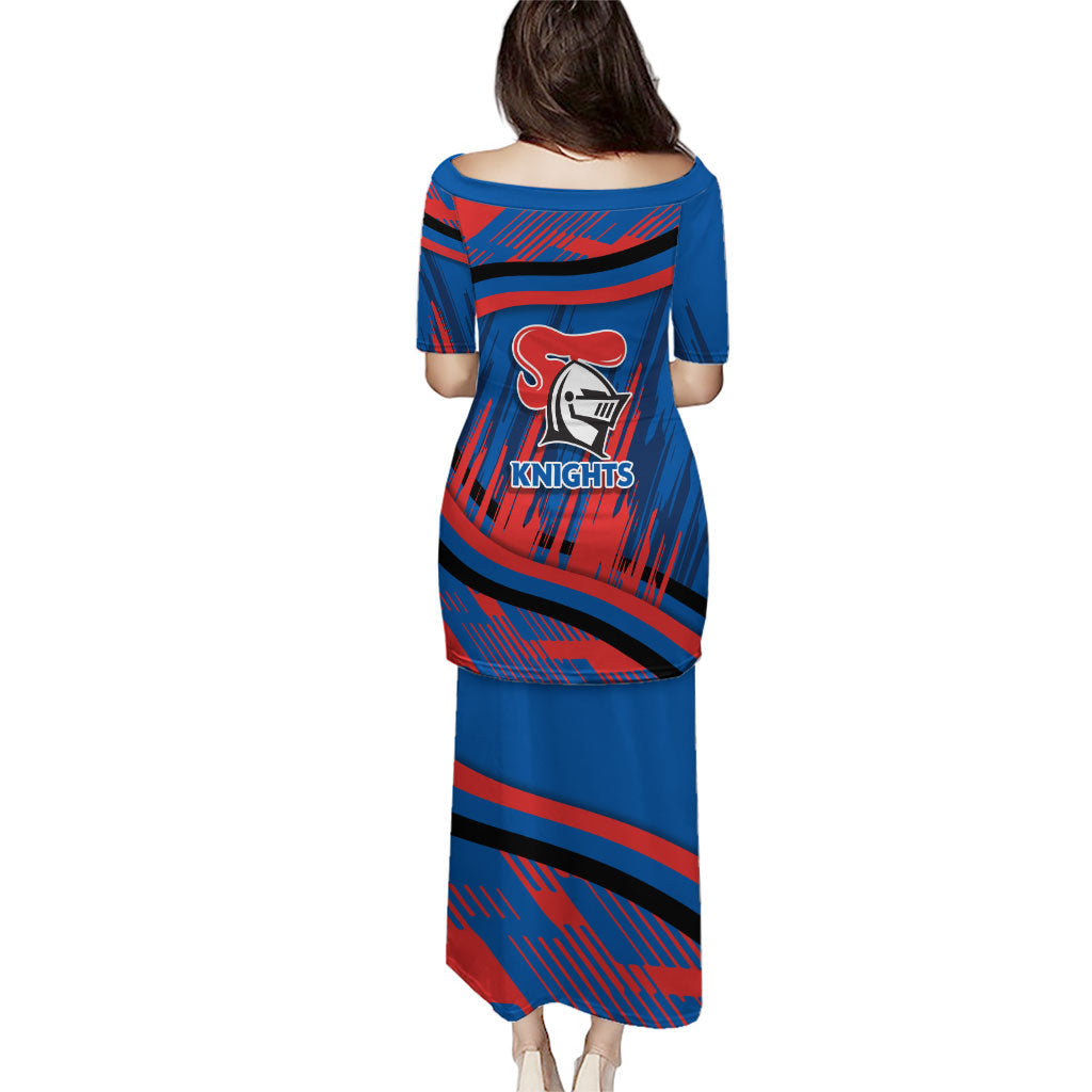 Newcastle Knights Rugby Mascot Puletasi Fierce Athlete Graphic in Sports Style