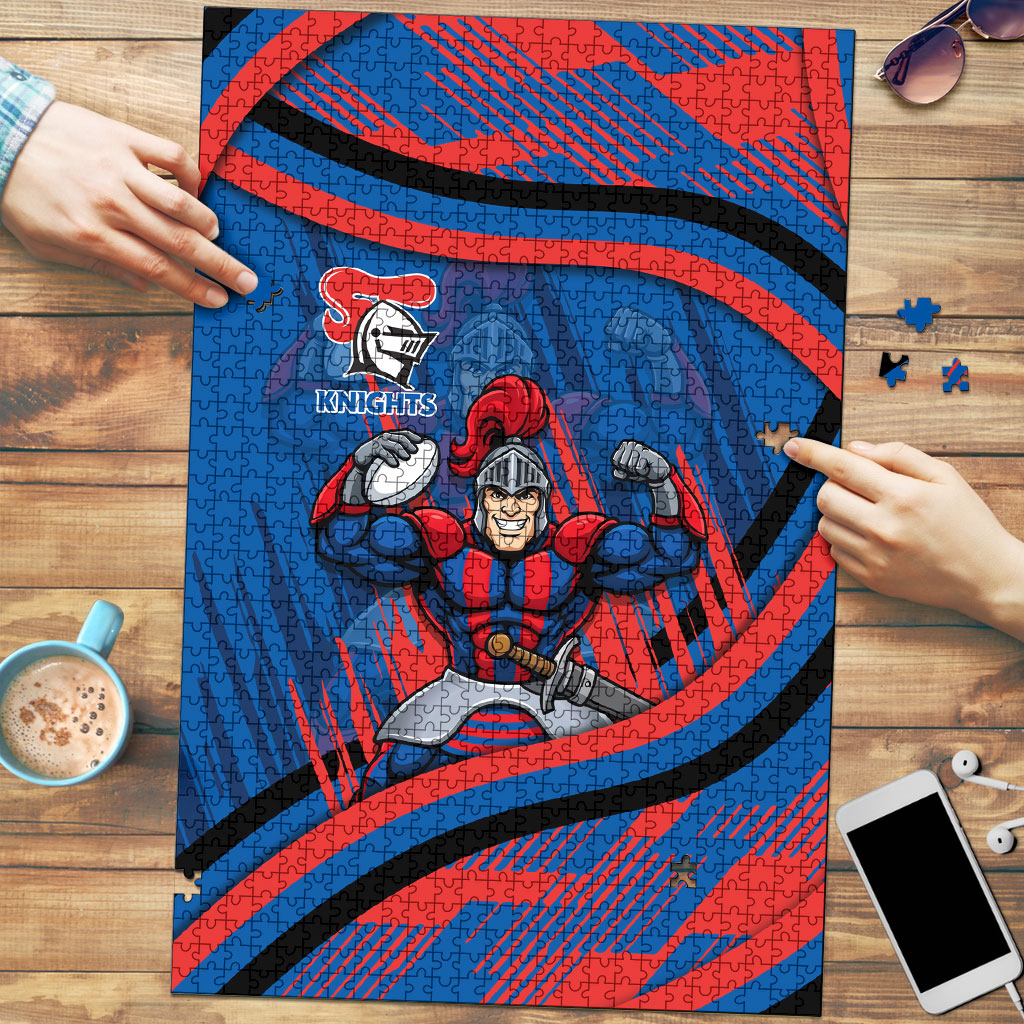Newcastle Knights Rugby Mascot Puzzle Fierce Athlete Graphic in Sports Style