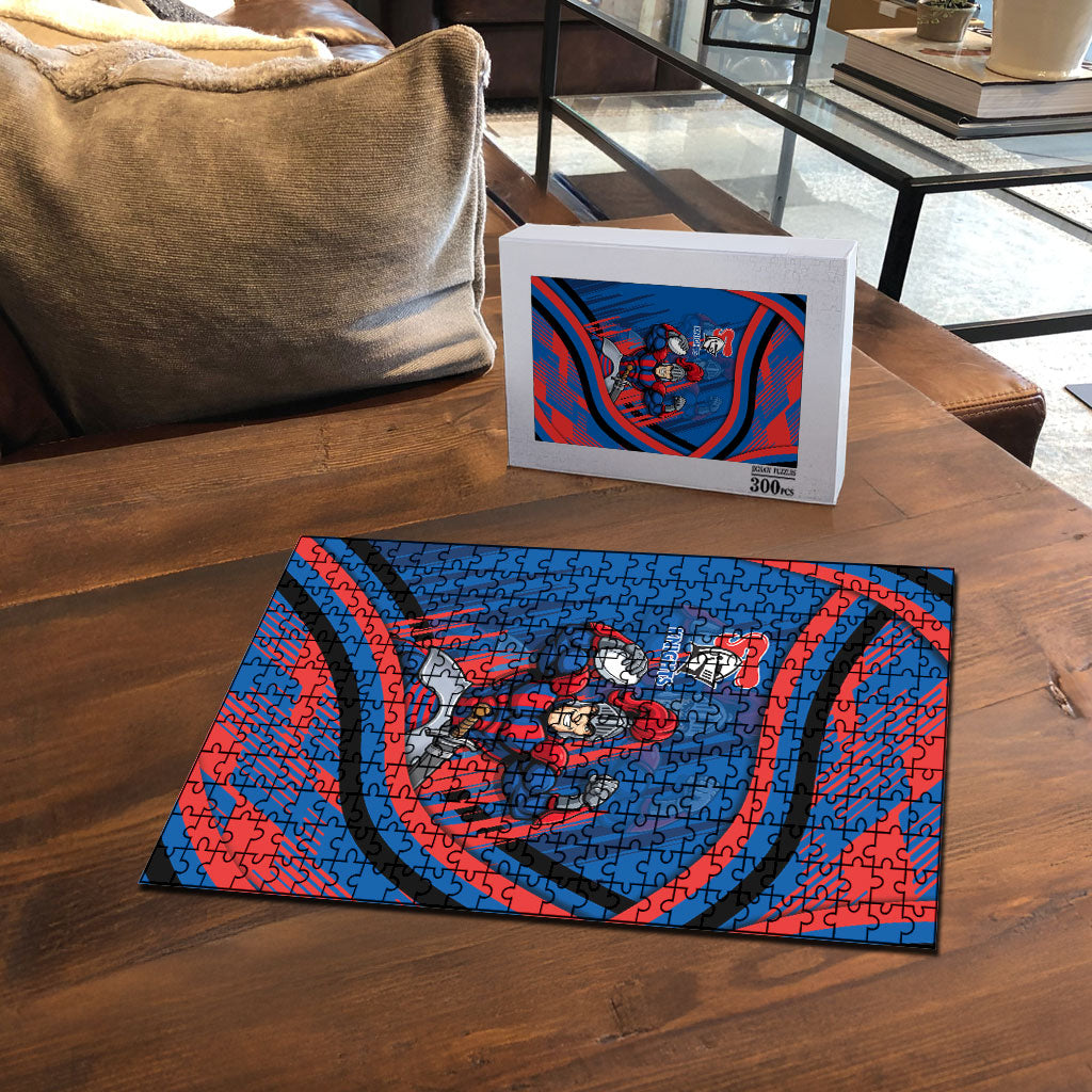 Newcastle Knights Rugby Mascot Puzzle Fierce Athlete Graphic in Sports Style