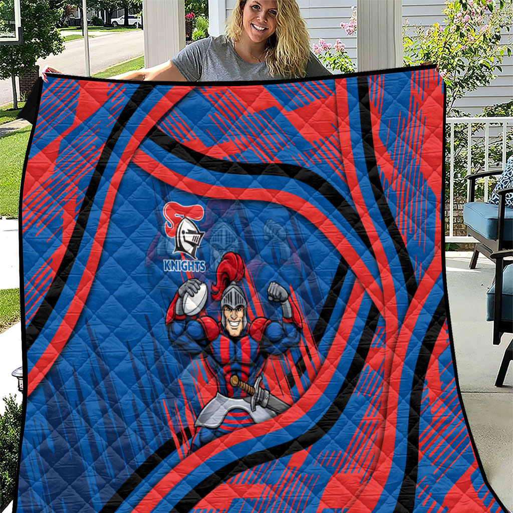 Newcastle Knights Rugby Mascot Quilt Fierce Athlete Graphic in Sports Style