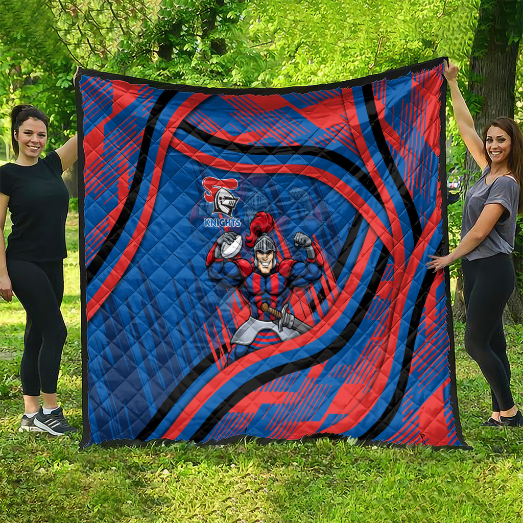 Newcastle Knights Rugby Mascot Quilt Fierce Athlete Graphic in Sports Style