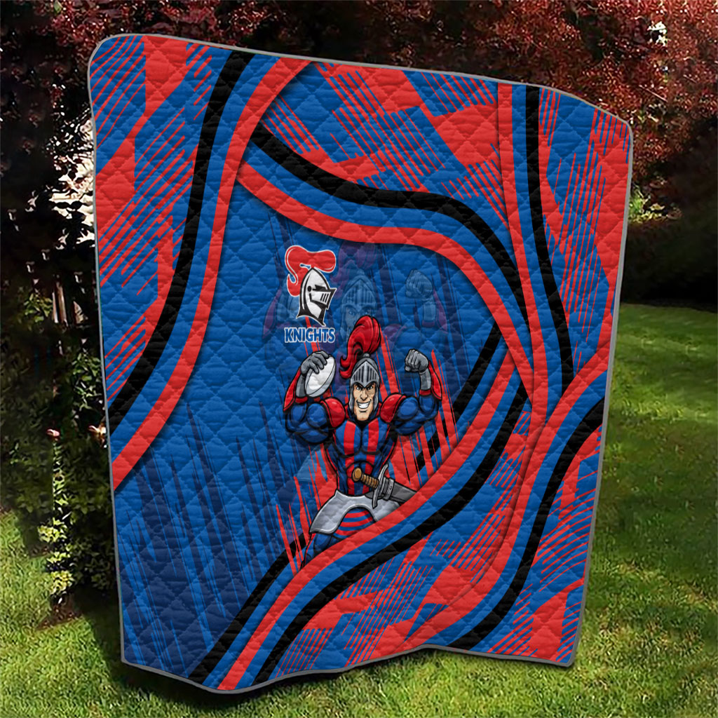 Newcastle Knights Rugby Mascot Quilt Fierce Athlete Graphic in Sports Style