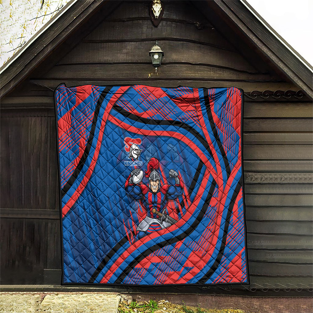 Newcastle Knights Rugby Mascot Quilt Fierce Athlete Graphic in Sports Style