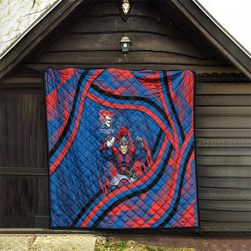 Newcastle Knights Rugby Mascot Quilt Fierce Athlete Graphic in Sports Style