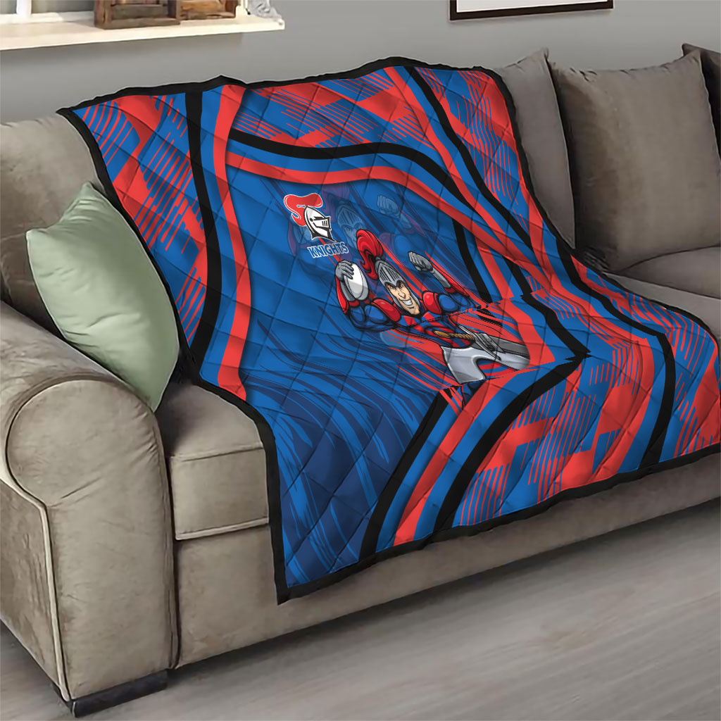 Newcastle Knights Rugby Mascot Quilt Fierce Athlete Graphic in Sports Style