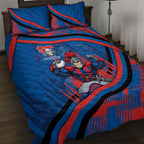 Newcastle Knights Rugby Mascot Quilt Bed Set Fierce Athlete Graphic in Sports Style