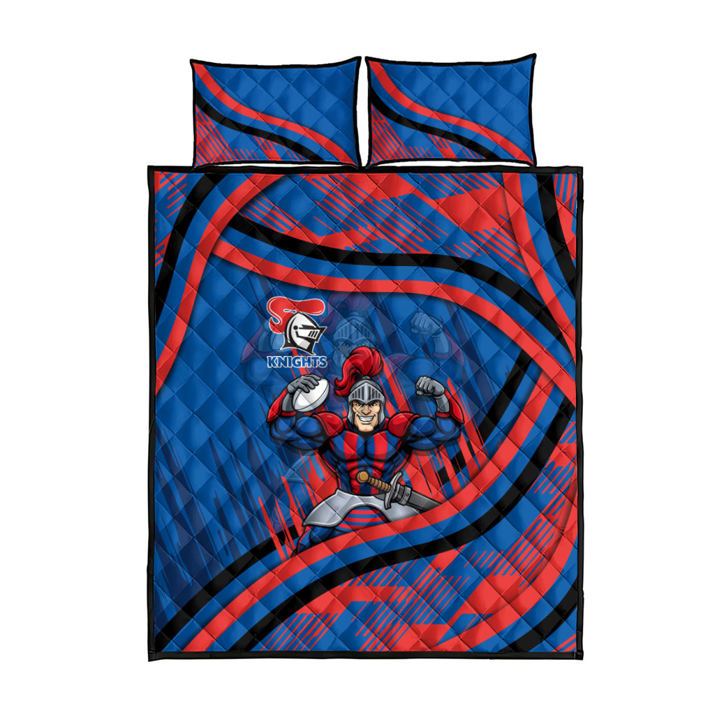 Newcastle Knights Rugby Mascot Quilt Bed Set Fierce Athlete Graphic in Sports Style