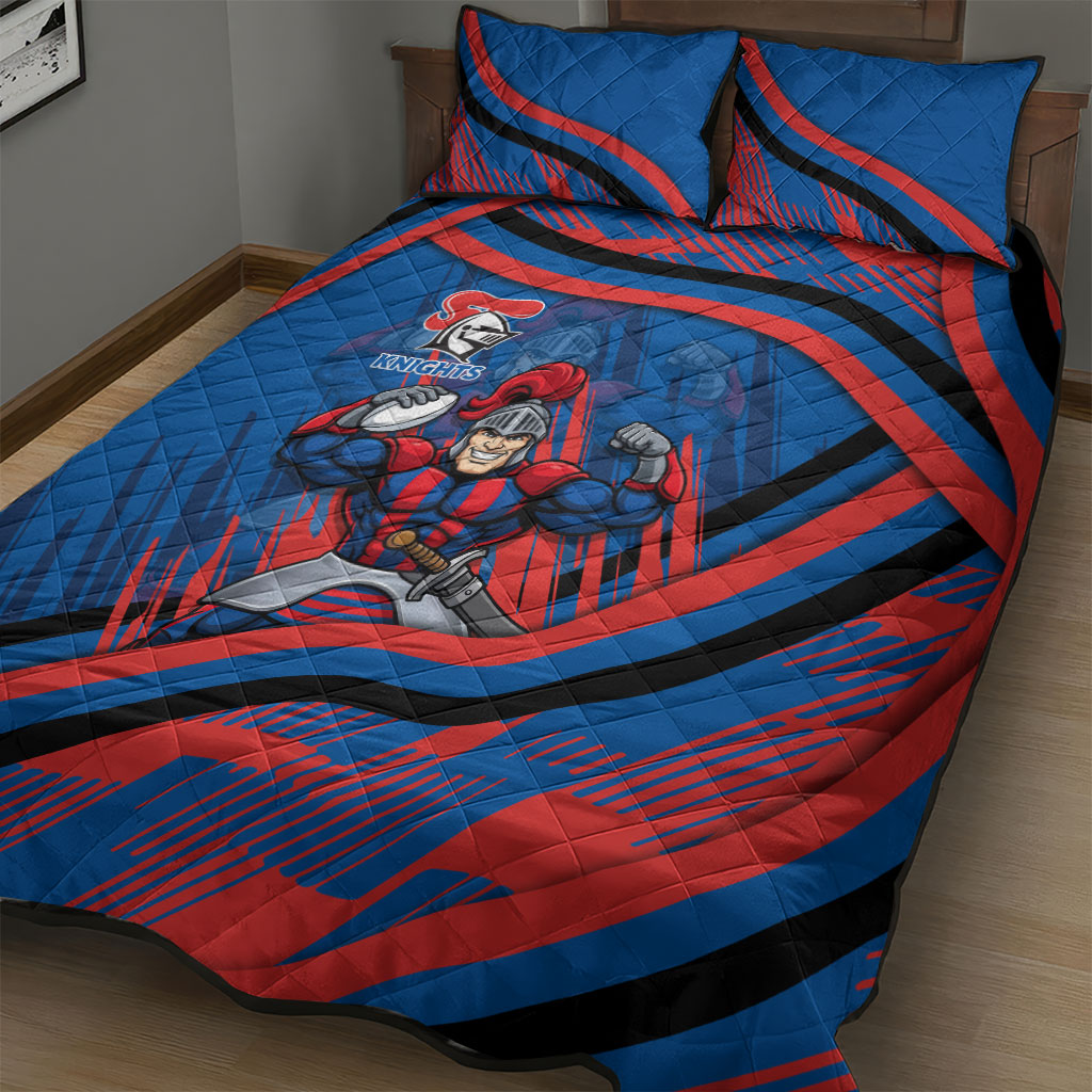 Newcastle Knights Rugby Mascot Quilt Bed Set Fierce Athlete Graphic in Sports Style