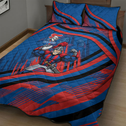 Newcastle Knights Rugby Mascot Quilt Bed Set Fierce Athlete Graphic in Sports Style