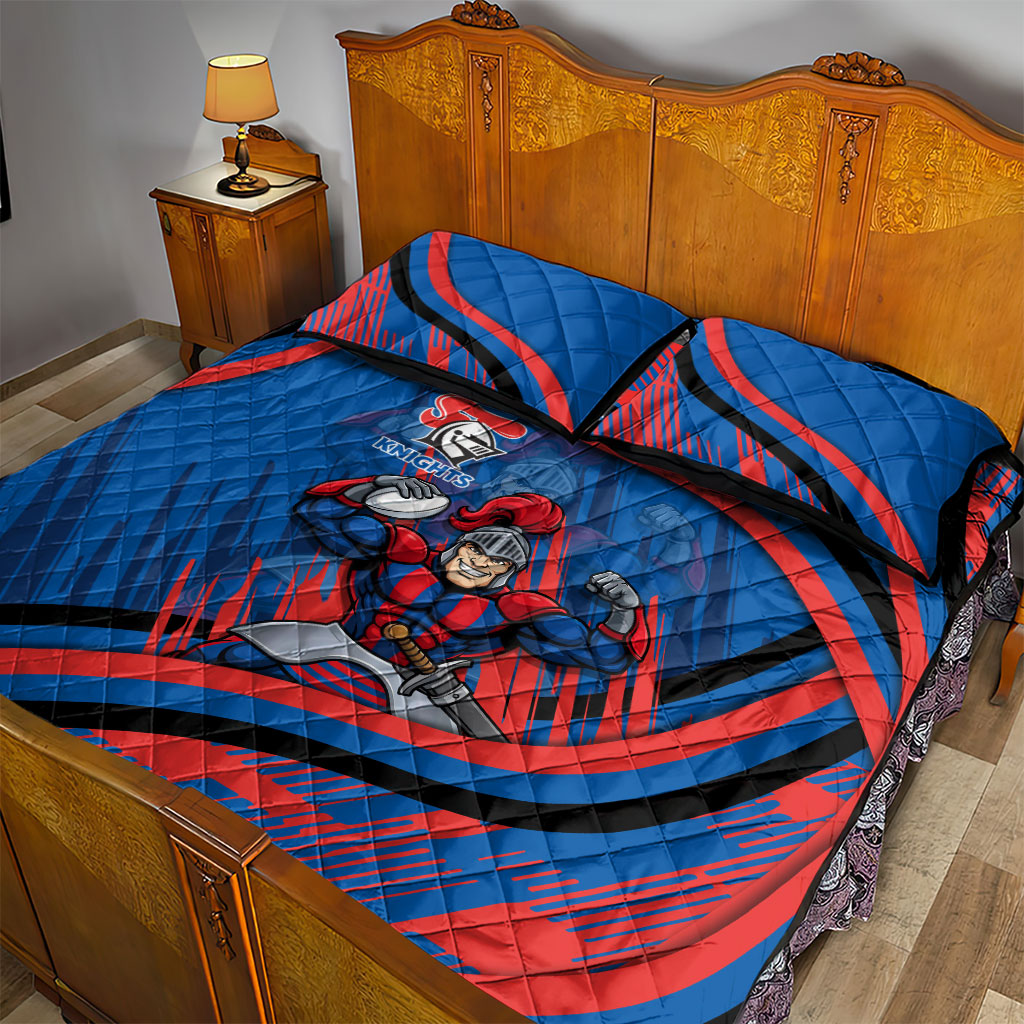 Newcastle Knights Rugby Mascot Quilt Bed Set Fierce Athlete Graphic in Sports Style