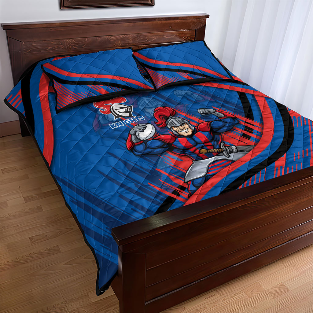 Newcastle Knights Rugby Mascot Quilt Bed Set Fierce Athlete Graphic in Sports Style