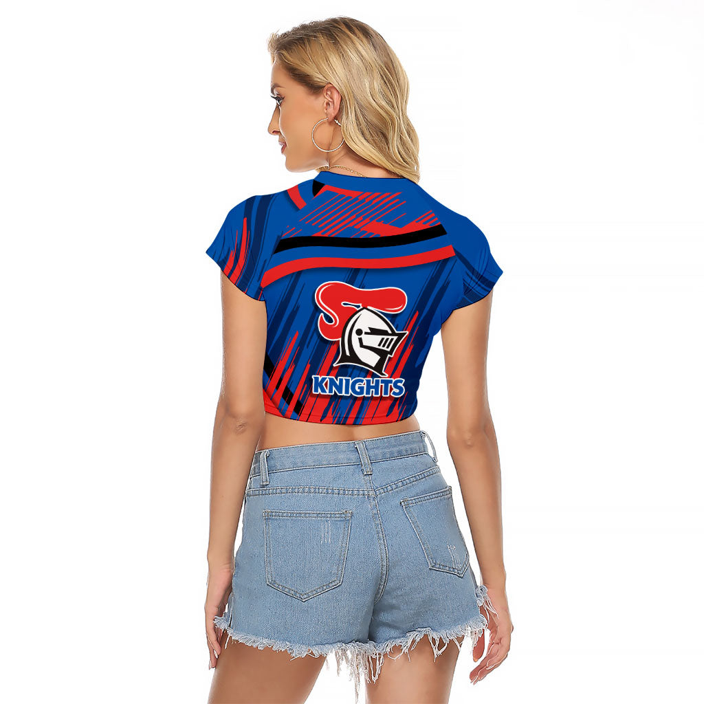 Newcastle Knights Rugby Mascot Raglan Cropped T Shirt Fierce Athlete Graphic in Sports Style