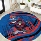Newcastle Knights Rugby Mascot Round Carpet Fierce Athlete Graphic in Sports Style