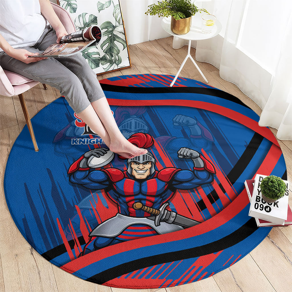 Newcastle Knights Rugby Mascot Round Carpet Fierce Athlete Graphic in Sports Style