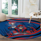 Newcastle Knights Rugby Mascot Round Carpet Fierce Athlete Graphic in Sports Style