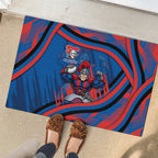 Newcastle Knights Rugby Mascot Rubber Doormat Fierce Athlete Graphic in Sports Style