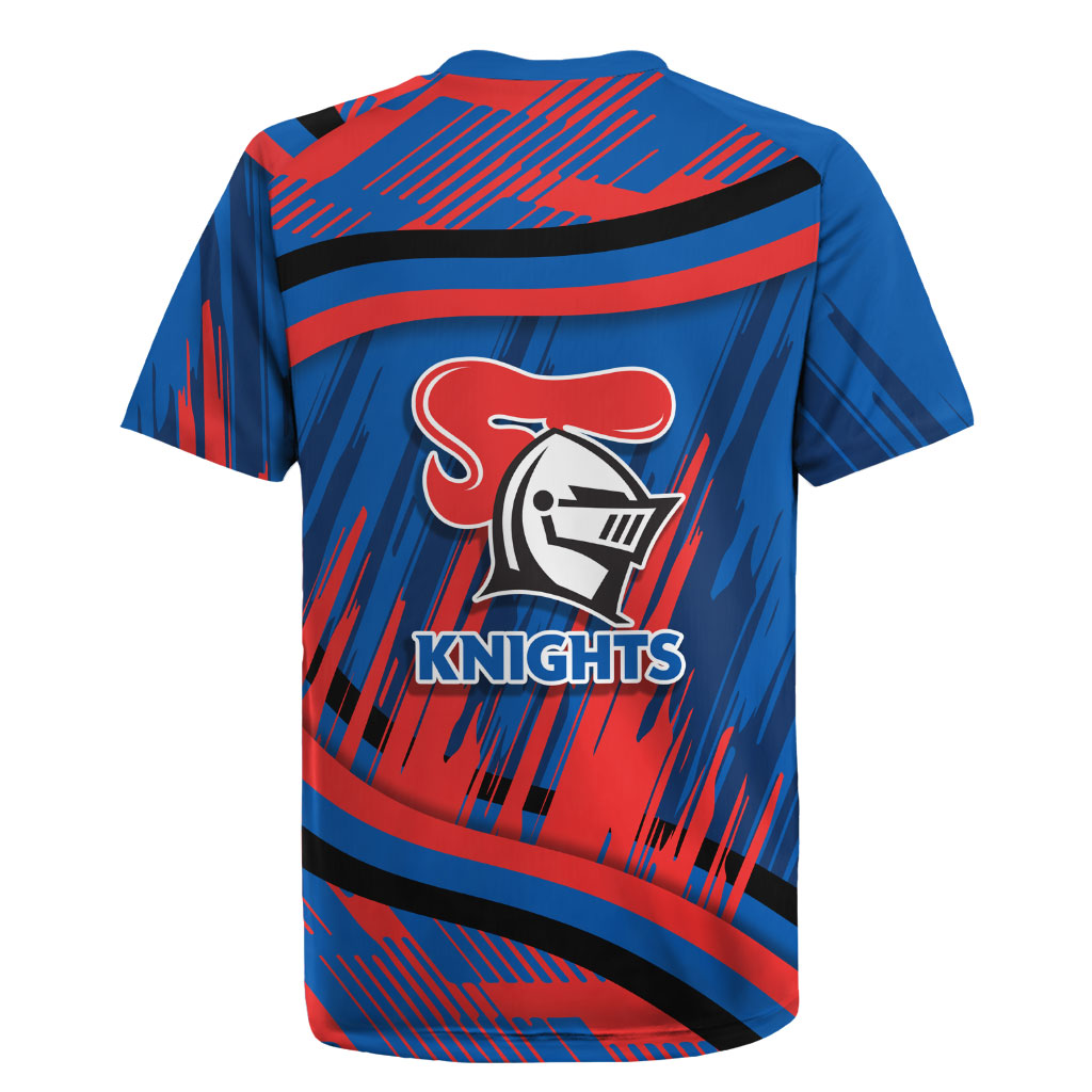 Newcastle Knights Rugby Mascot Rugby Jersey Fierce Athlete Graphic in Sports Style