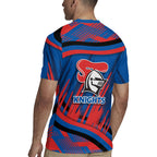 Newcastle Knights Rugby Mascot Rugby Jersey Fierce Athlete Graphic in Sports Style