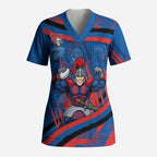 Newcastle Knights Rugby Mascot Scrub Top Fierce Athlete Graphic in Sports Style