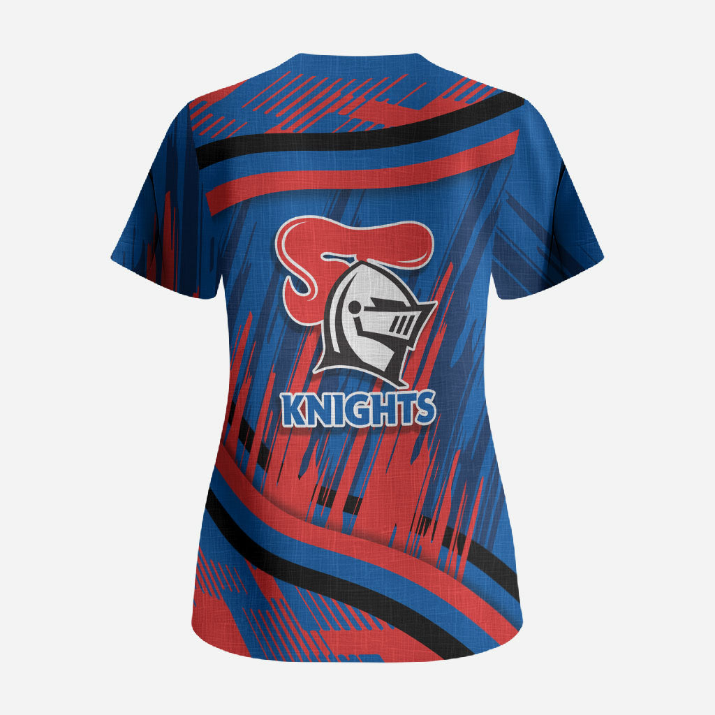 Newcastle Knights Rugby Mascot Scrub Top Fierce Athlete Graphic in Sports Style