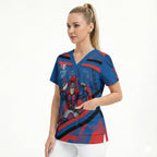 Newcastle Knights Rugby Mascot Scrub Top Fierce Athlete Graphic in Sports Style