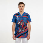 Newcastle Knights Rugby Mascot Scrub Top Fierce Athlete Graphic in Sports Style