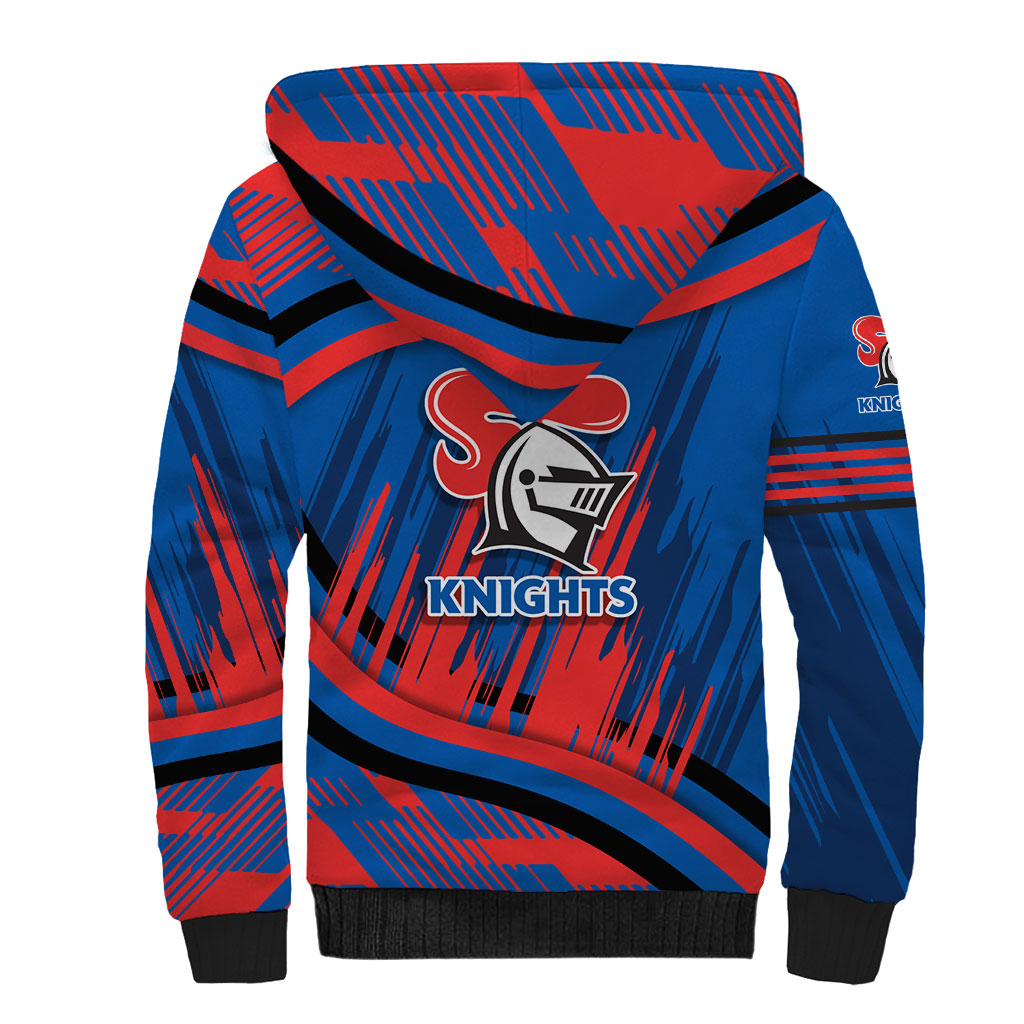 Newcastle Knights Rugby Mascot Sherpa Hoodie Fierce Athlete Graphic in Sports Style