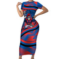 Newcastle Knights Rugby Mascot Short Sleeve Bodycon Dress Fierce Athlete Graphic in Sports Style