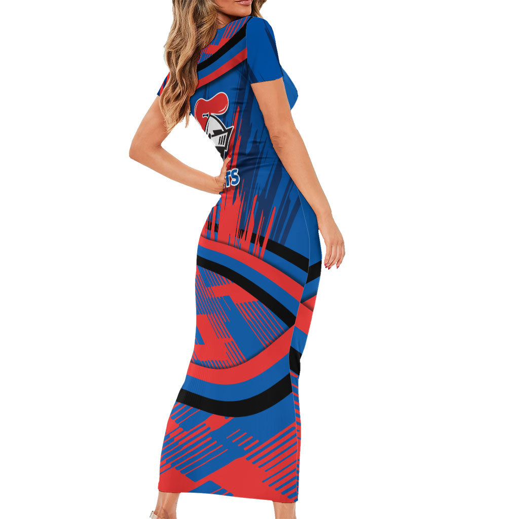 Newcastle Knights Rugby Mascot Short Sleeve Bodycon Dress Fierce Athlete Graphic in Sports Style