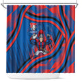 Newcastle Knights Rugby Mascot Shower Curtain Fierce Athlete Graphic in Sports Style