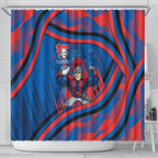 Newcastle Knights Rugby Mascot Shower Curtain Fierce Athlete Graphic in Sports Style