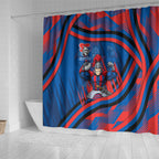 Newcastle Knights Rugby Mascot Shower Curtain Fierce Athlete Graphic in Sports Style