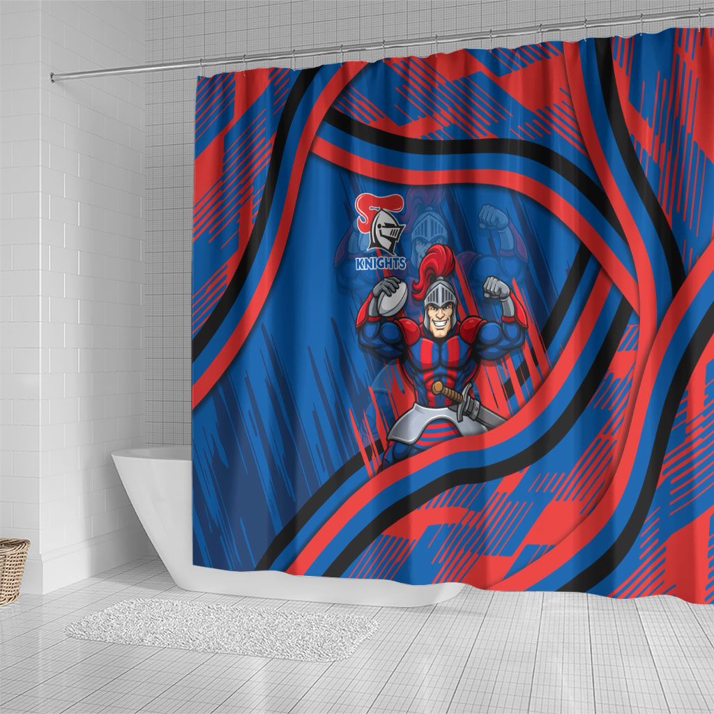 Newcastle Knights Rugby Mascot Shower Curtain Fierce Athlete Graphic in Sports Style