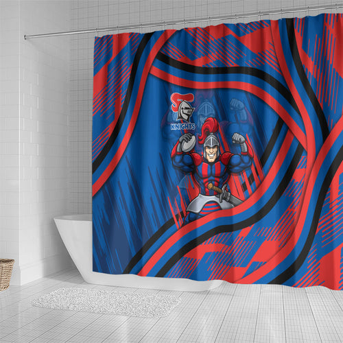 Newcastle Knights Rugby Mascot Shower Curtain Fierce Athlete Graphic in Sports Style