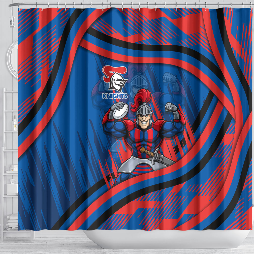 Newcastle Knights Rugby Mascot Shower Curtain Fierce Athlete Graphic in Sports Style